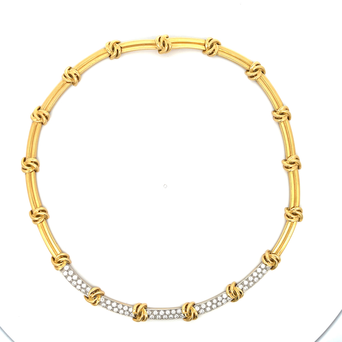 Estate Tiffany & Co. Knot 3.90ctw Diamond Station Necklace 18K