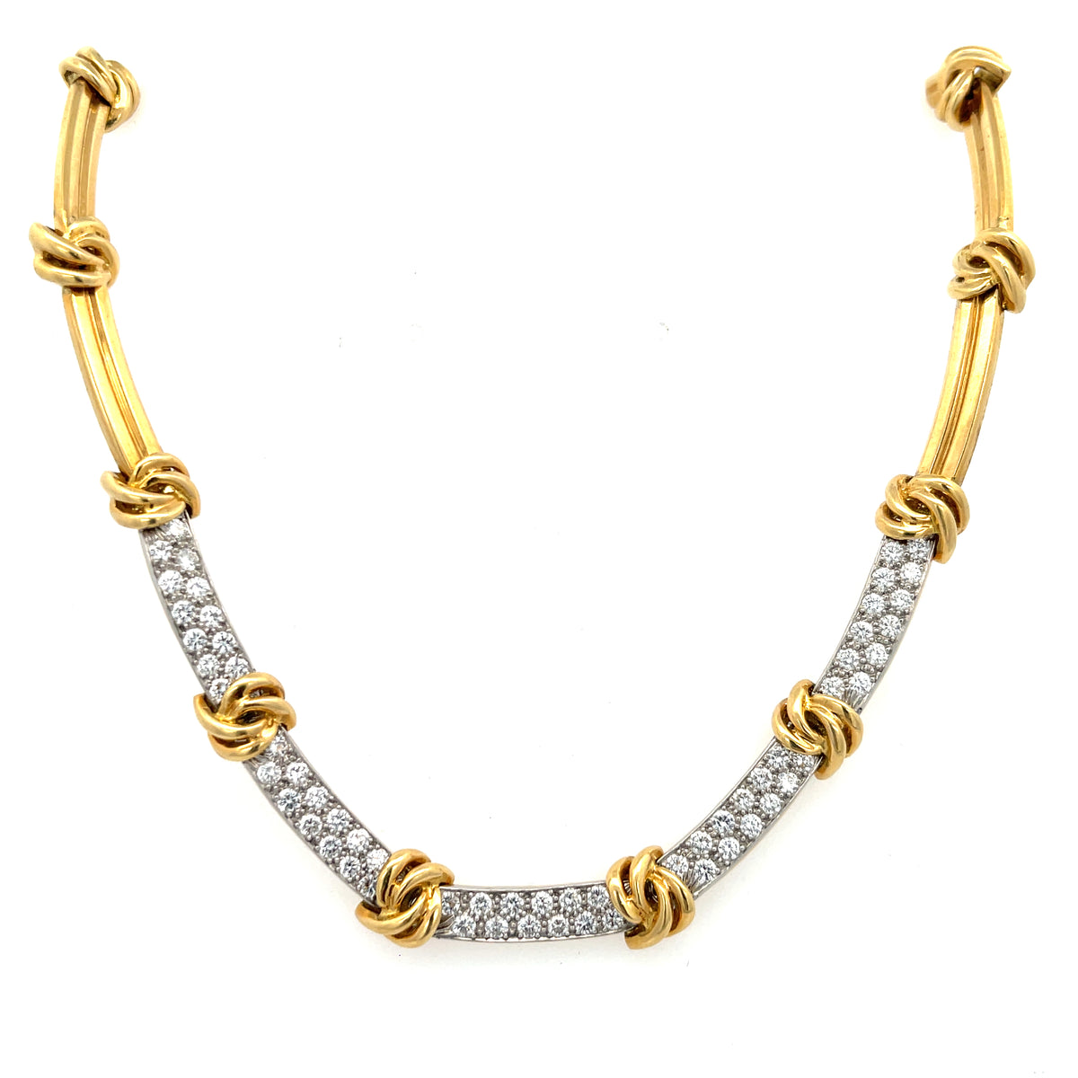アクセサリー fwm logo gold necklace Estate Tiffany & Co. Knot 3.90ctw Diamond Station Necklace 18K