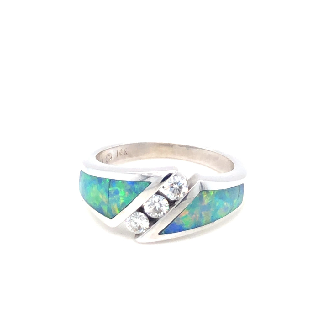 Kabana Opal and Diamond Ring 14K White Gold – Skibell Fine Jewelry