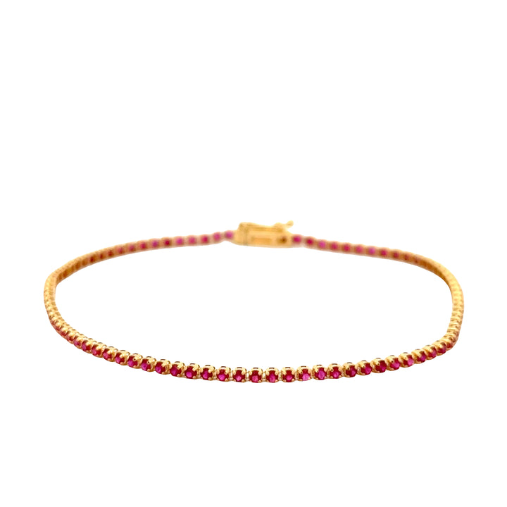 Ruby 1.24ctw Tennis Bracelet 18K Yellow Gold