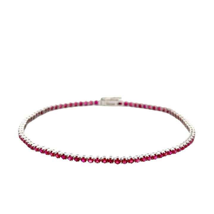 Ruby 2.21ctw Tennis Bracelet 18K White Gold