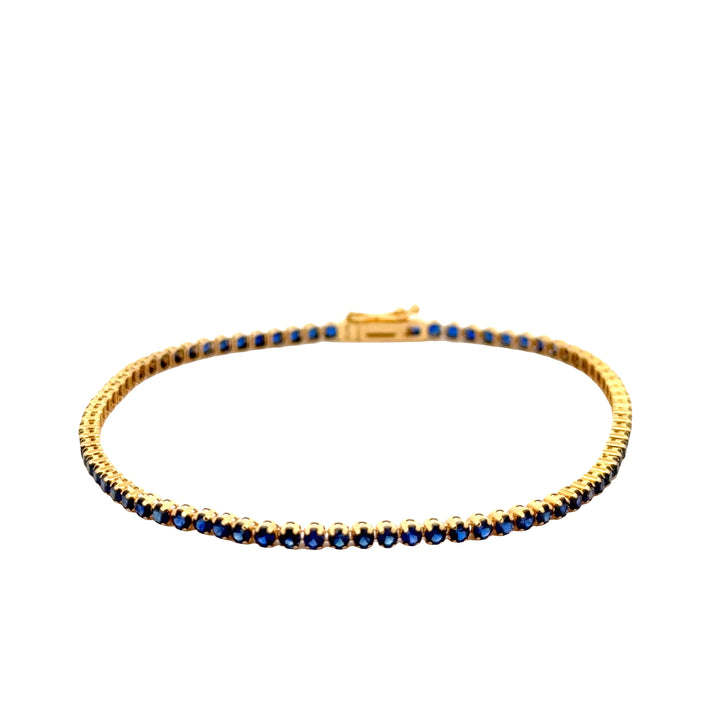 Blue Sapphire 2.31ctw Tennis Bracelet 18K Yellow Gold