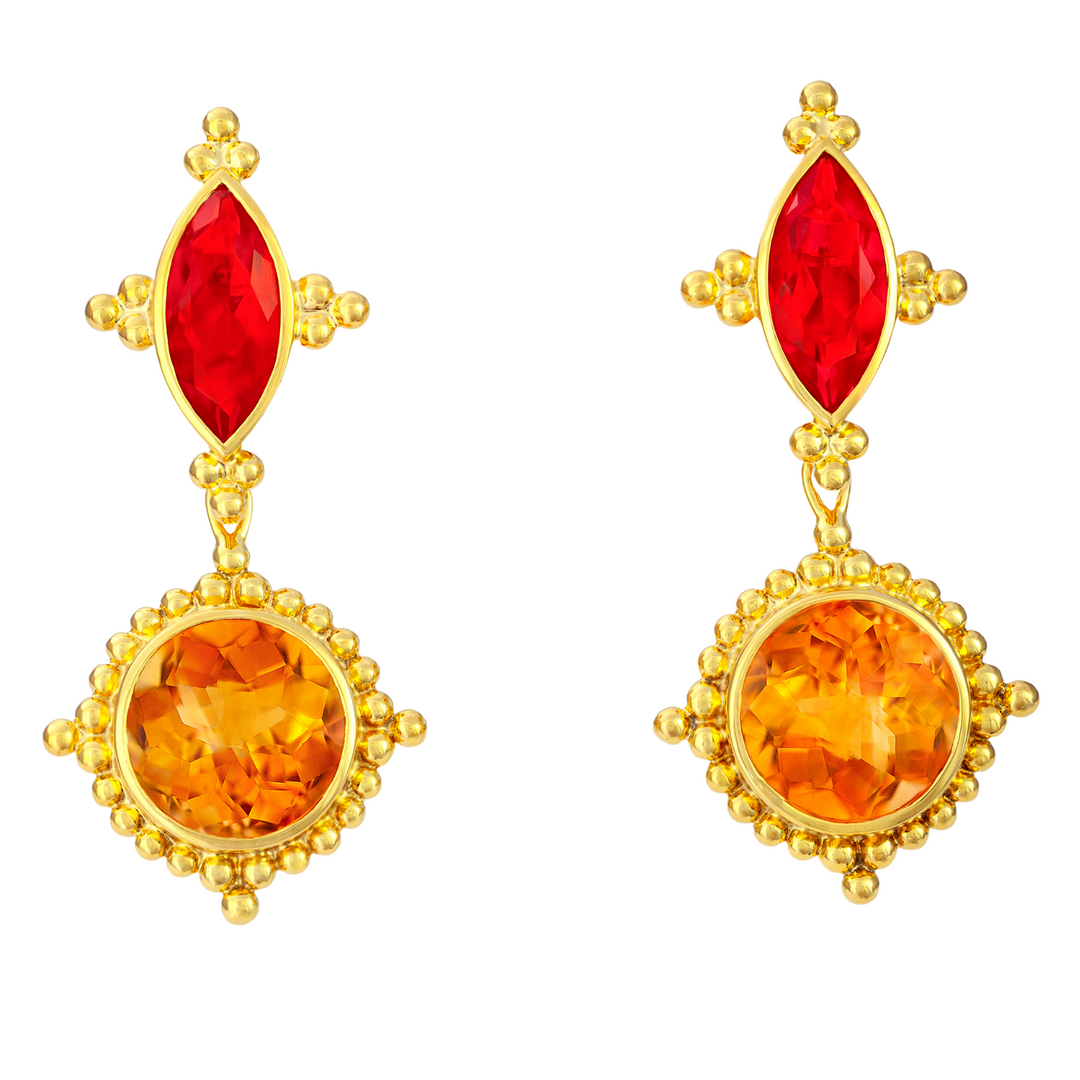 Opal and Madeira Citrine Earrings Skibell Fine Jewelry