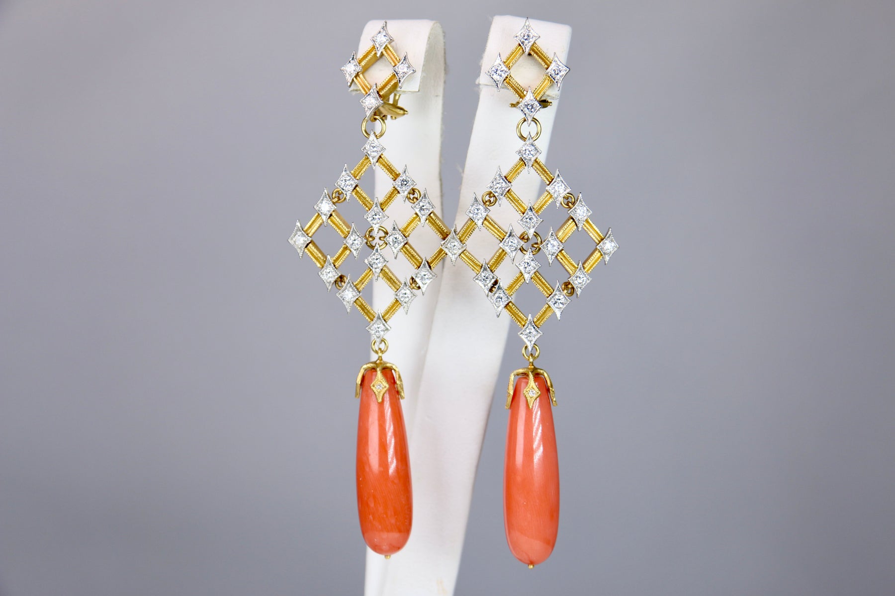 Cathy Waterman Coral and Diamond Earrings – Skibell Fine Jewelry