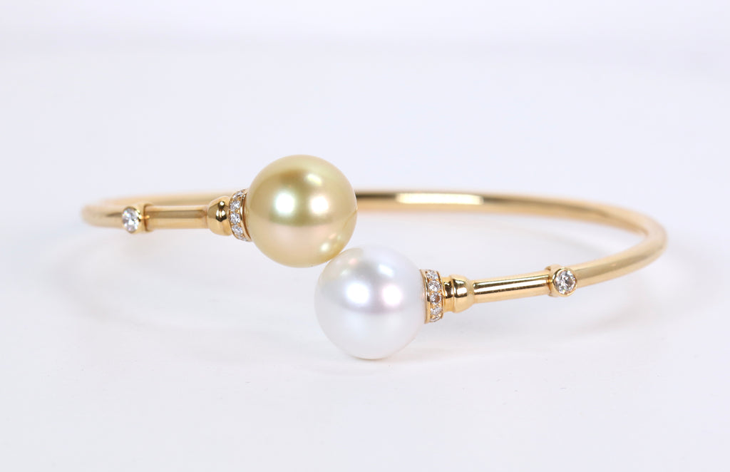 Gold Bangle Bracelet, White Pearl Bracelet, Mothers Day Gift for Her Simple  Gold Bracelet, Pearl Jewelry, Gift for Wife - Etsy